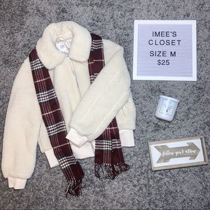White Sherpa Bomber Jacket